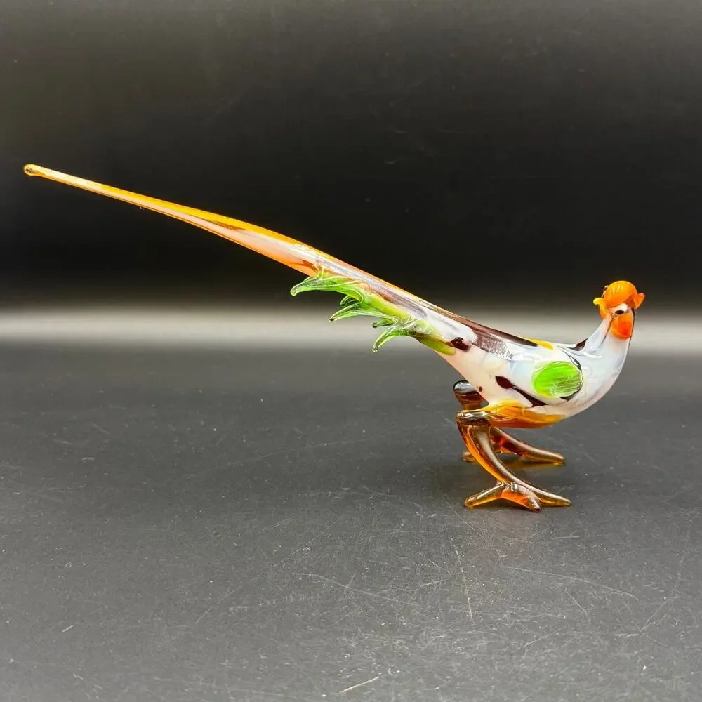 Vintage Hand Blown Colorful Pheasant Figurine